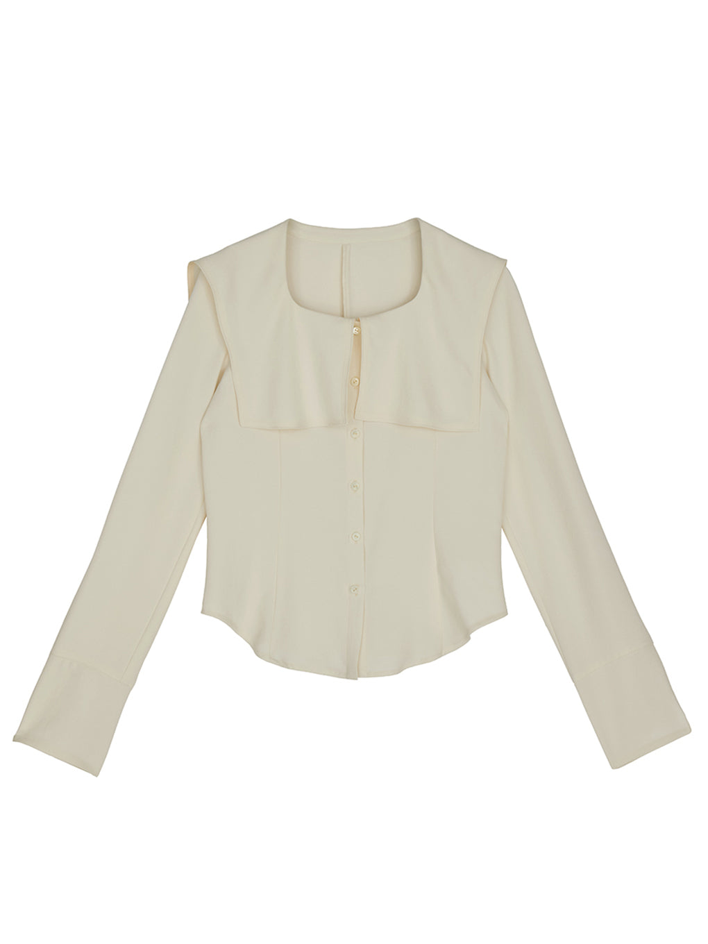 SQUARE COLLAR BACK SATIN BLOUSE