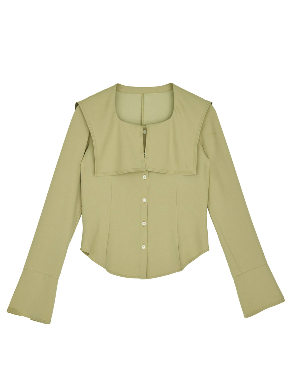 SQUARE COLLAR BACK SATIN BLOUSE