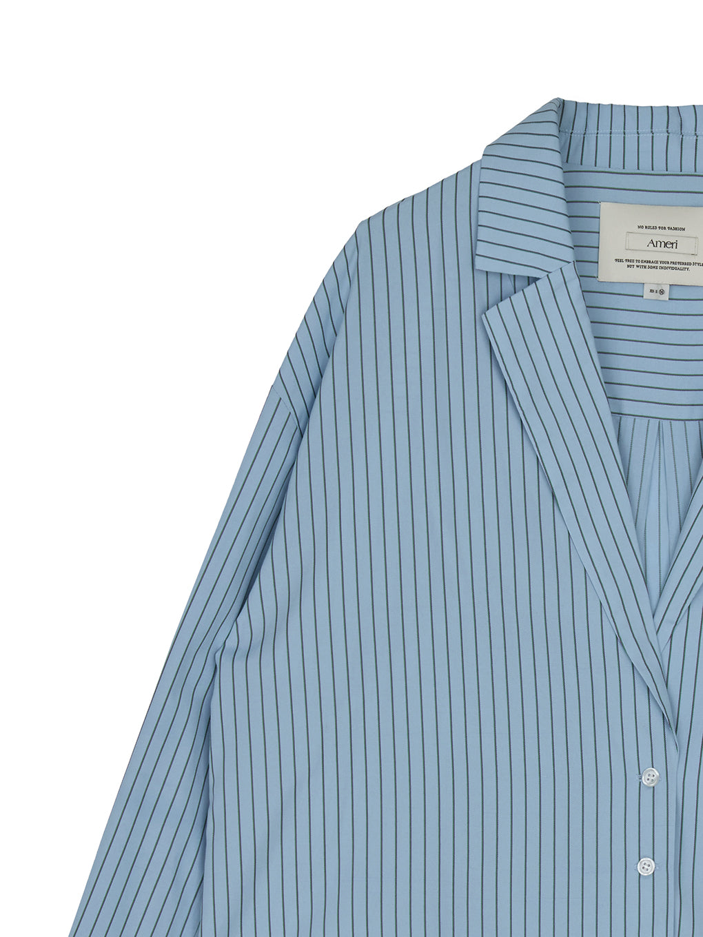 AMERI PINSTRIPE JACKET DETAIL SHIRTブルーM PINSTRIPE JACKET DETAIL SHIRT
