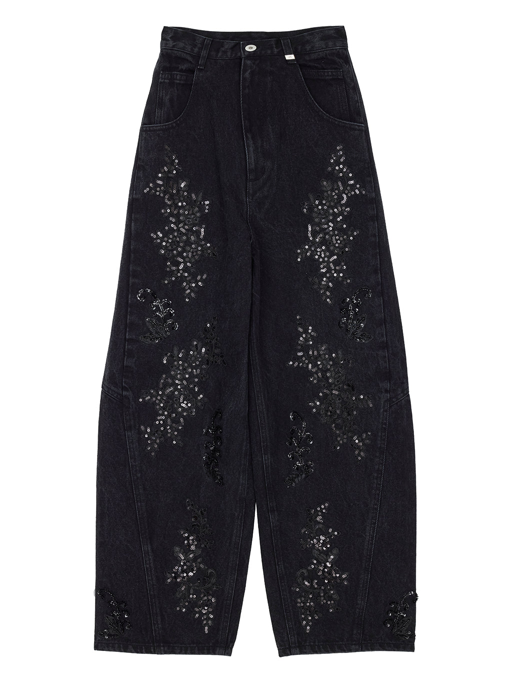 SPANGLE BIJOU EGG DENIM PANTS