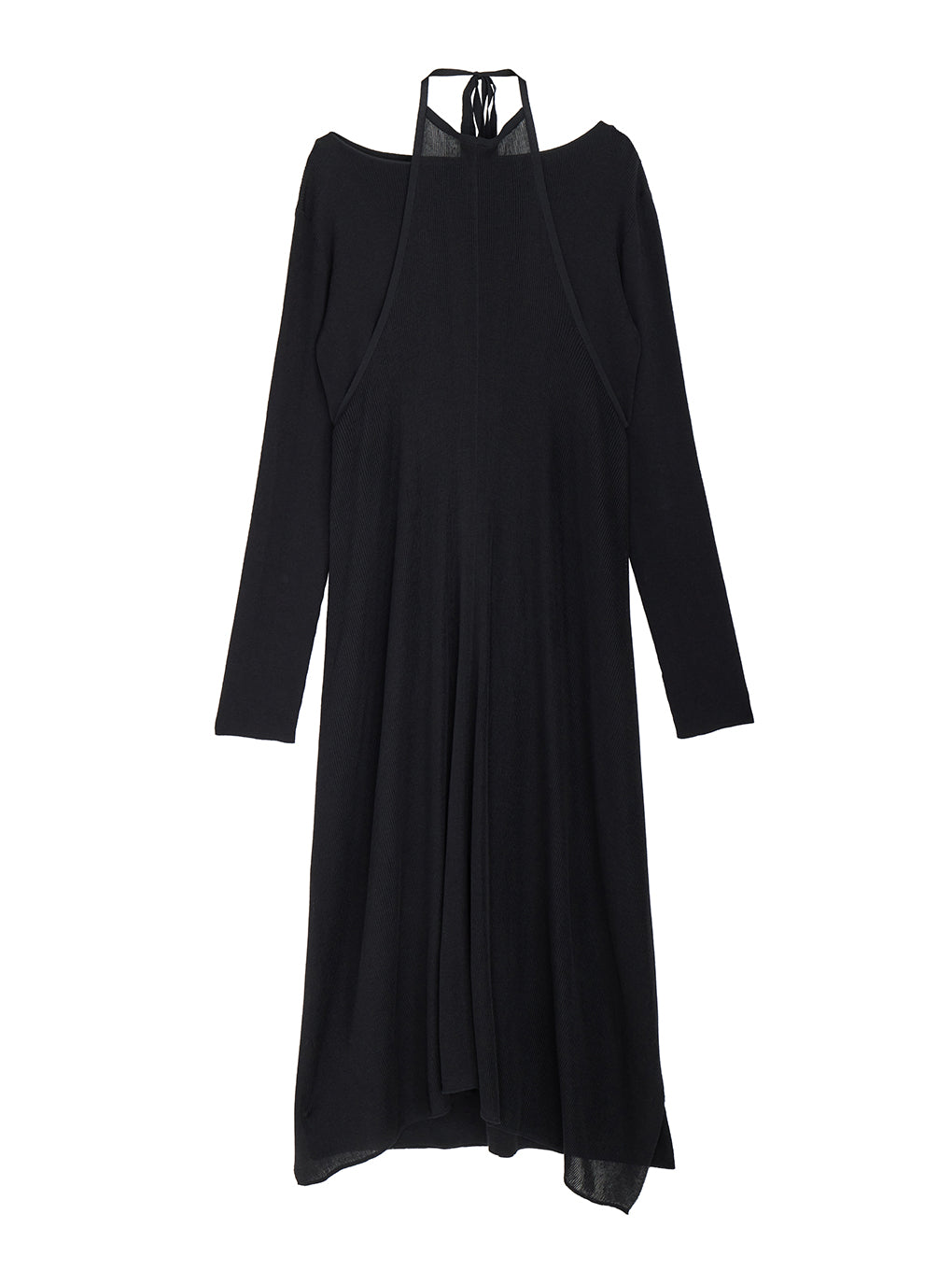 HALTER NECK LAYERED KNIT DRESS