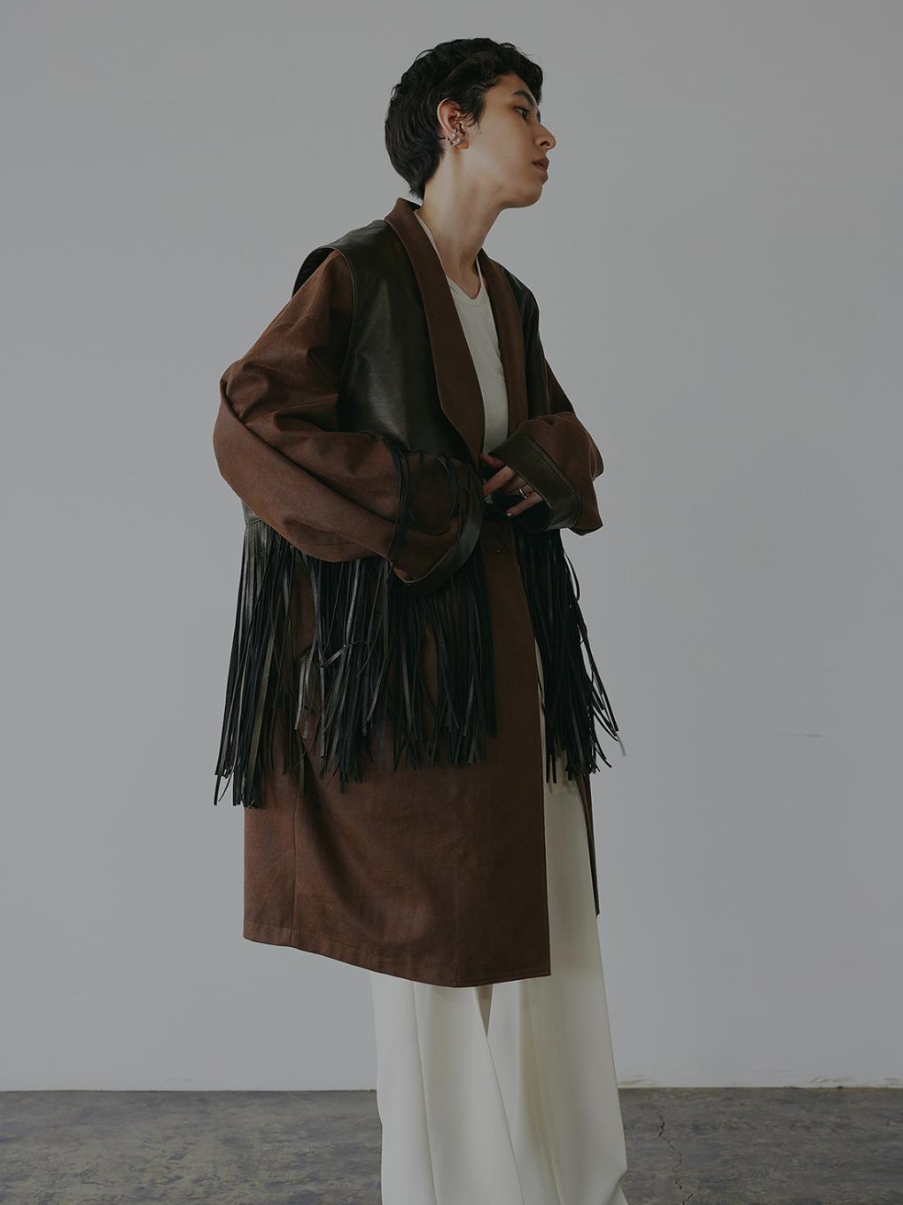 FRINGE VEST SET SUEDE JACKET