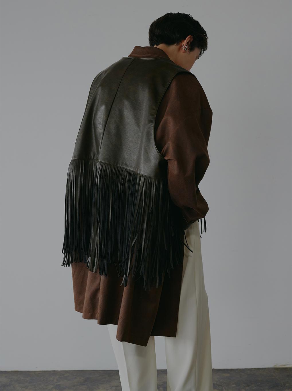 FRINGE VEST SET SUEDE JACKET