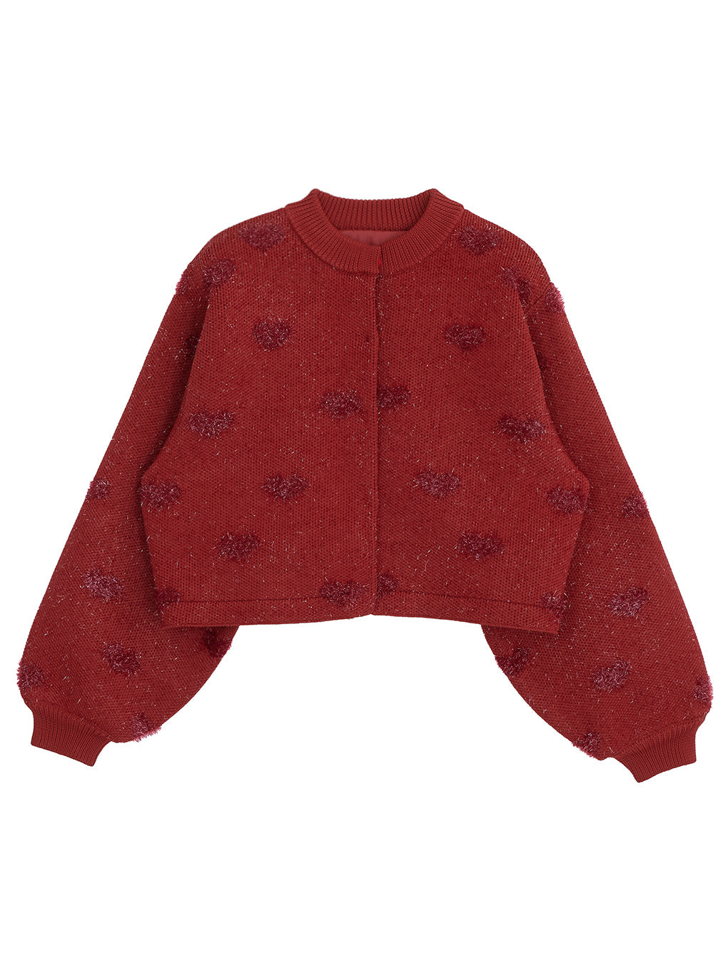 HEART LAME KNIT CARDIGAN TOP