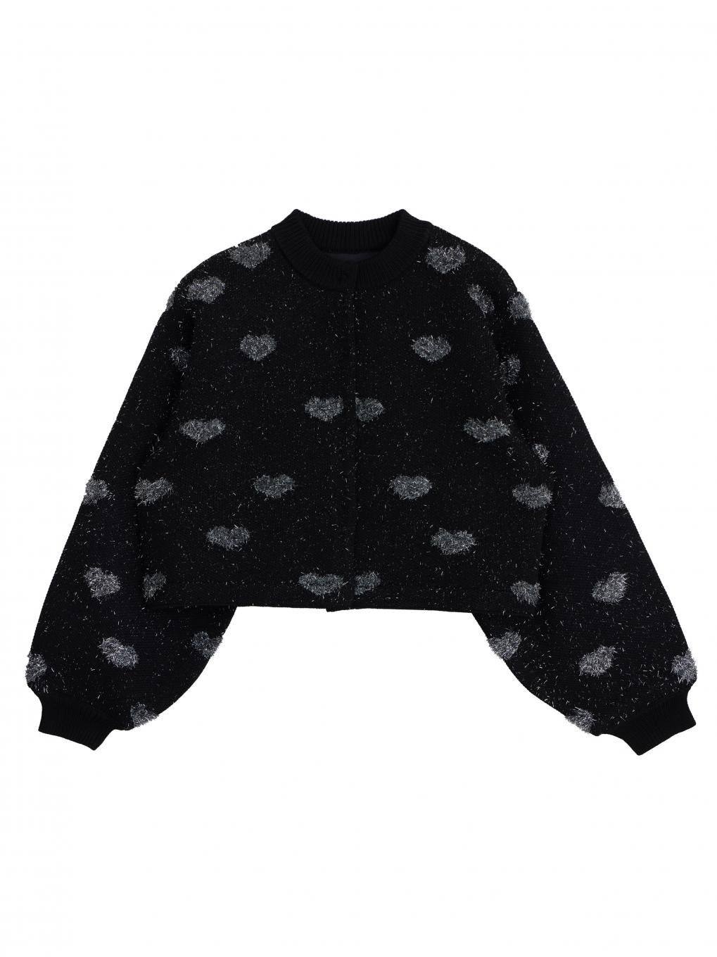 HEART LAME KNIT CARDIGAN TOP