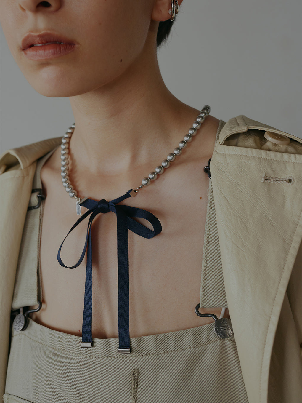 Bijou R.I Ribbon Pearl Necklace