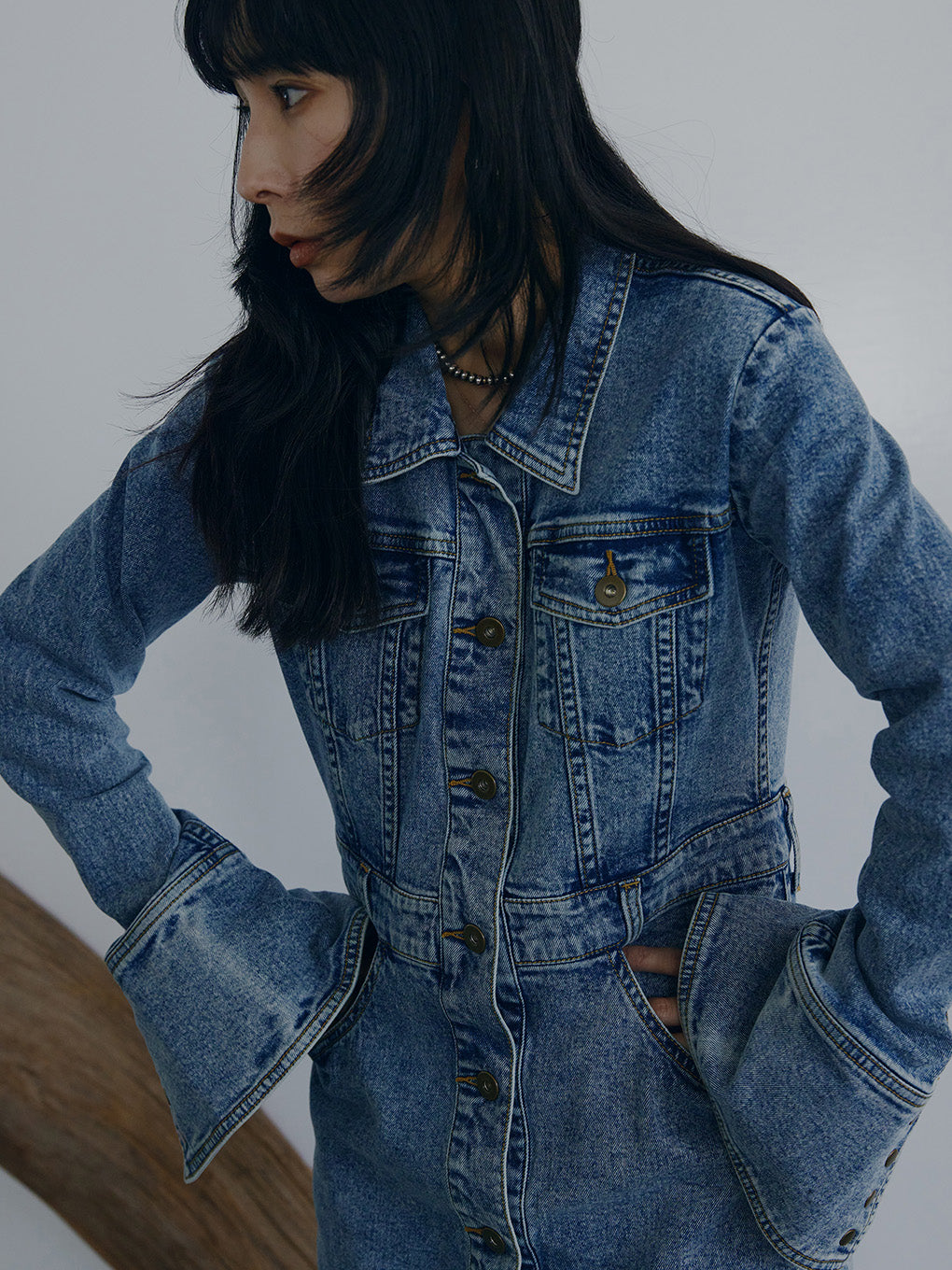 I LINE DENIM SHIRT DRESS