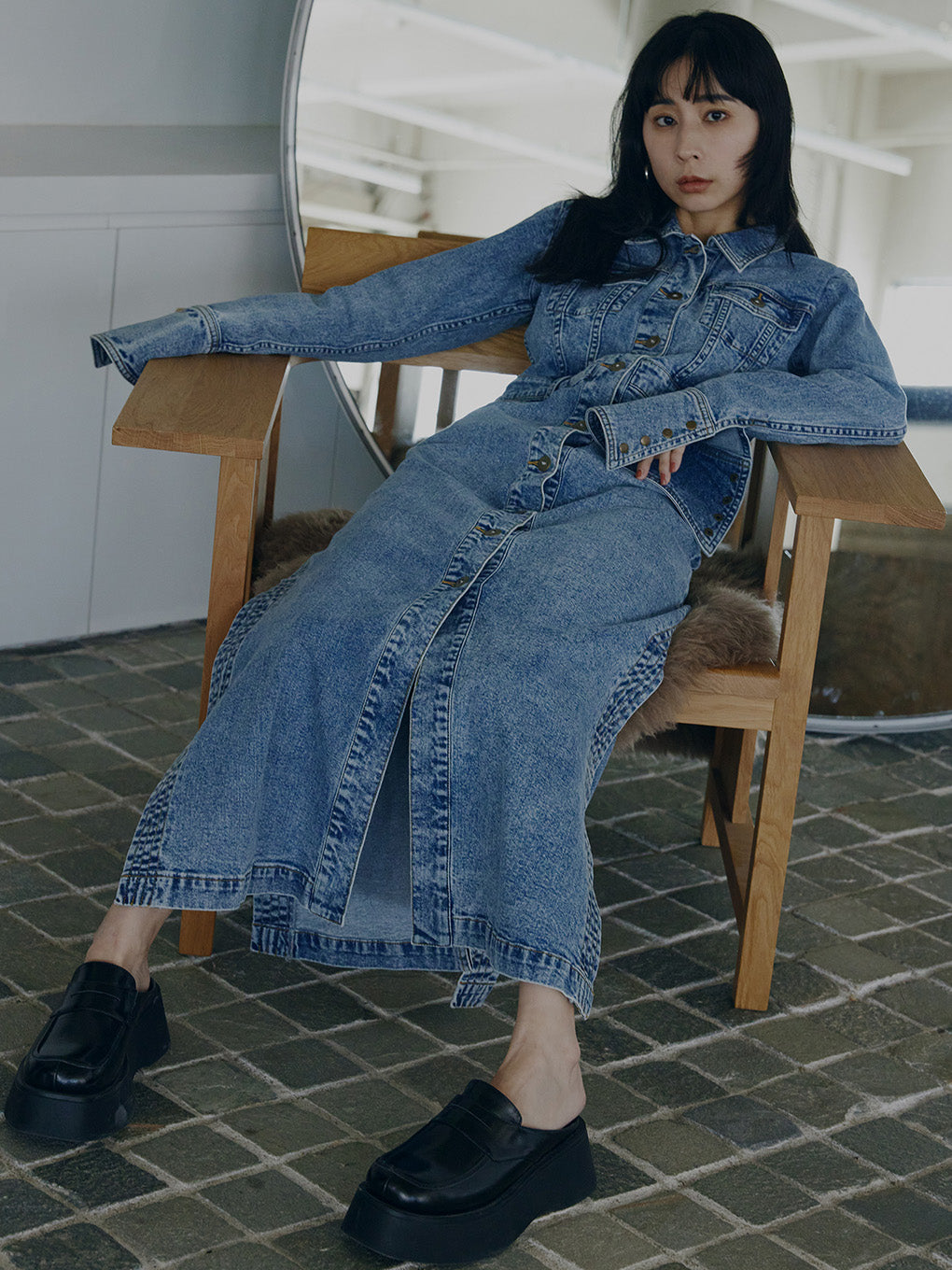 I LINE DENIM SHIRT DRESS