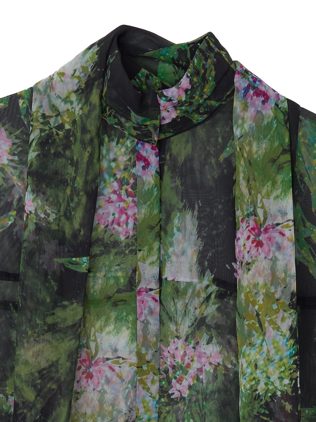 2WAY HOLOGRAM FLOWER SHEER BOW TIE SHIRT