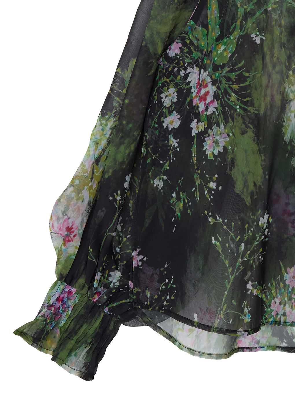 2WAY HOLOGRAM FLOWER SHEER BOW TIE SHIRT