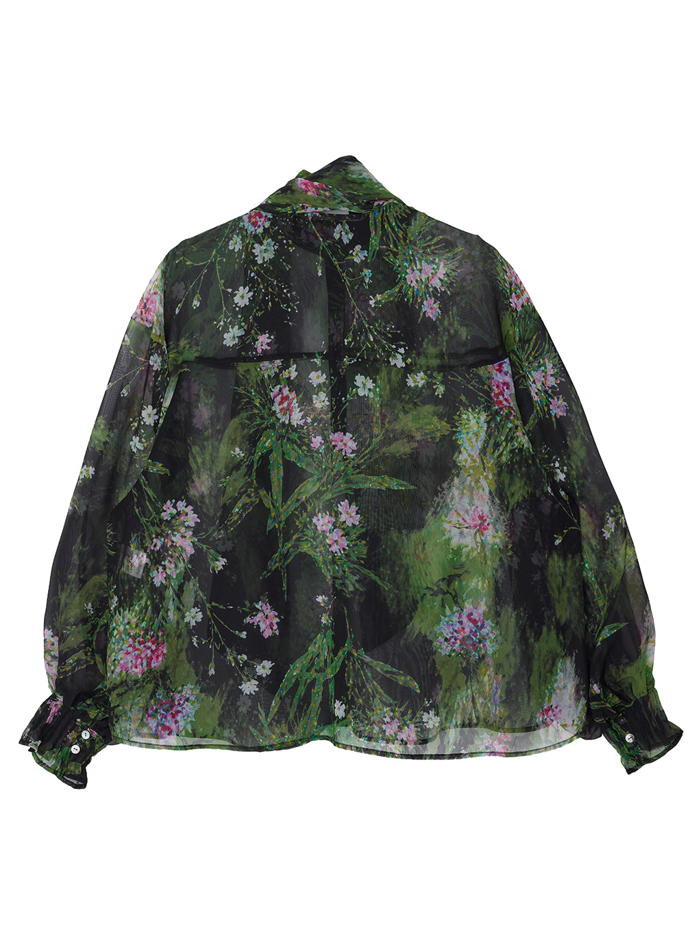 2WAY HOLOGRAM FLOWER SHEER BOW TIE SHIRT