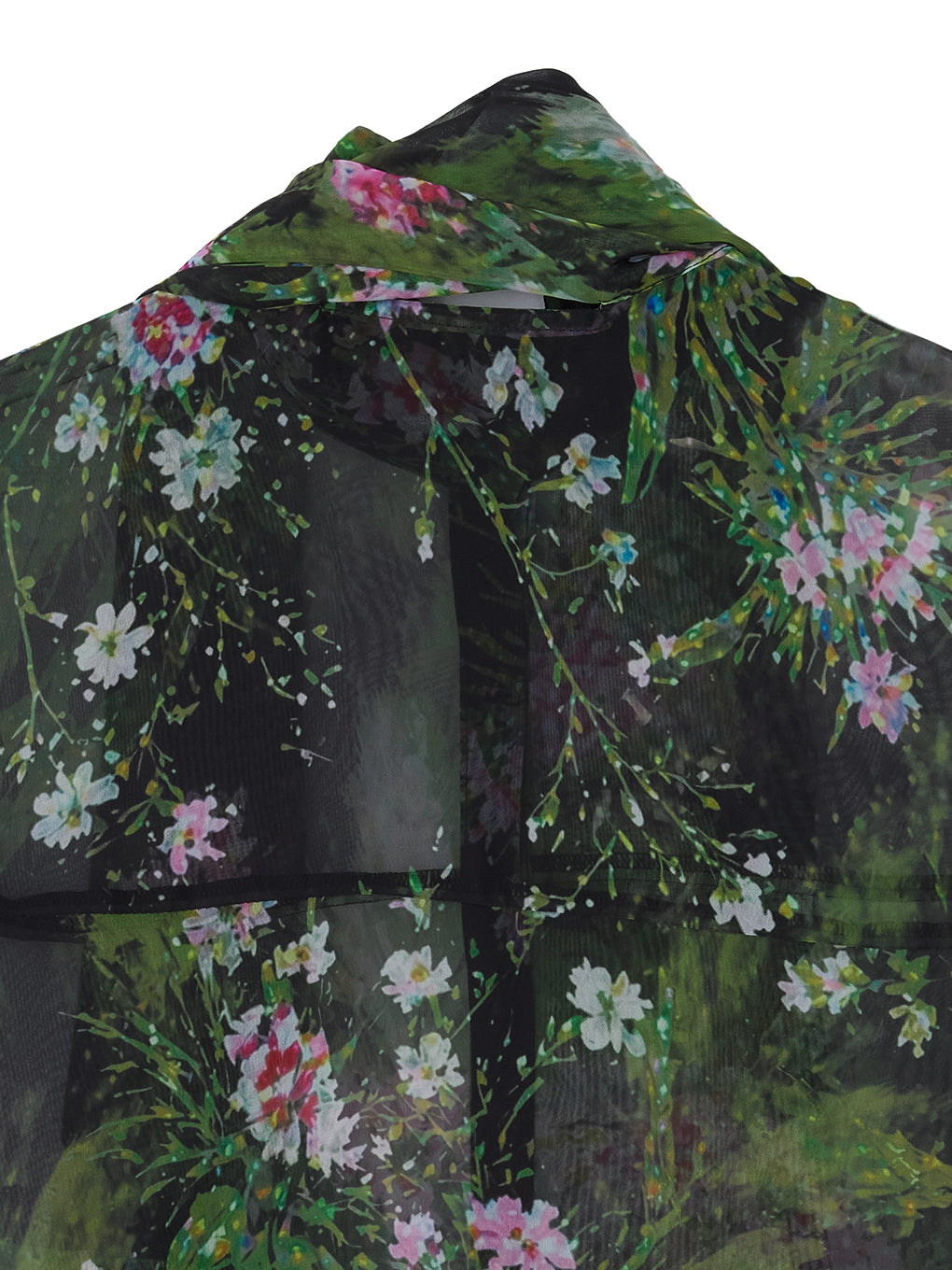 2WAY HOLOGRAM FLOWER SHEER BOW TIE SHIRT