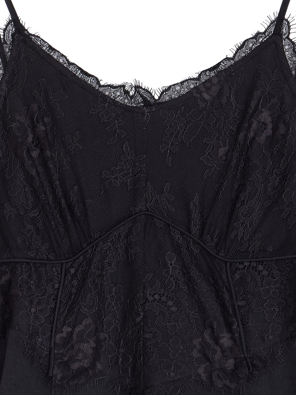 LACE DOCKING TENCEL DENIM FLARE DRESS