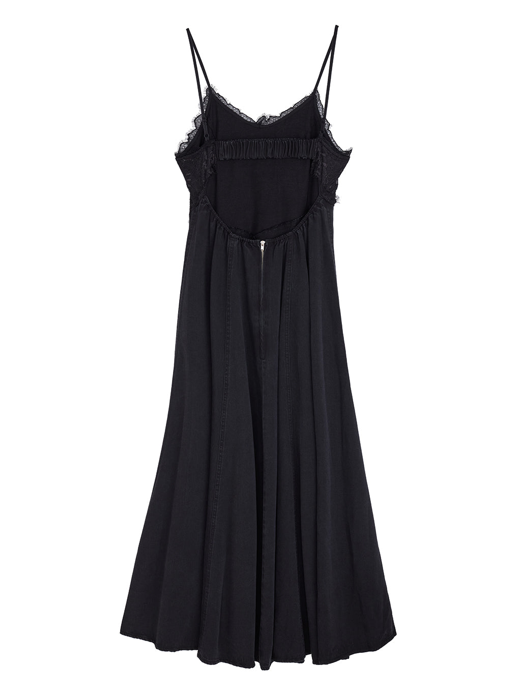 LACE DOCKING TENCEL DENIM FLARE DRESS