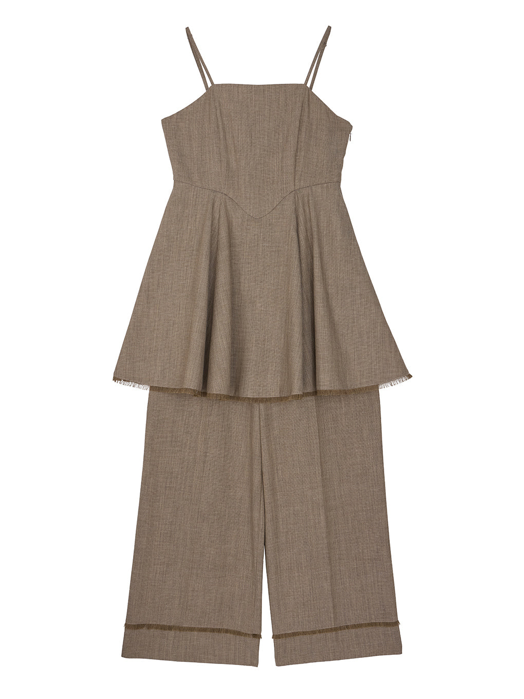 TWEED PEPLUM CAMI ROMPERS