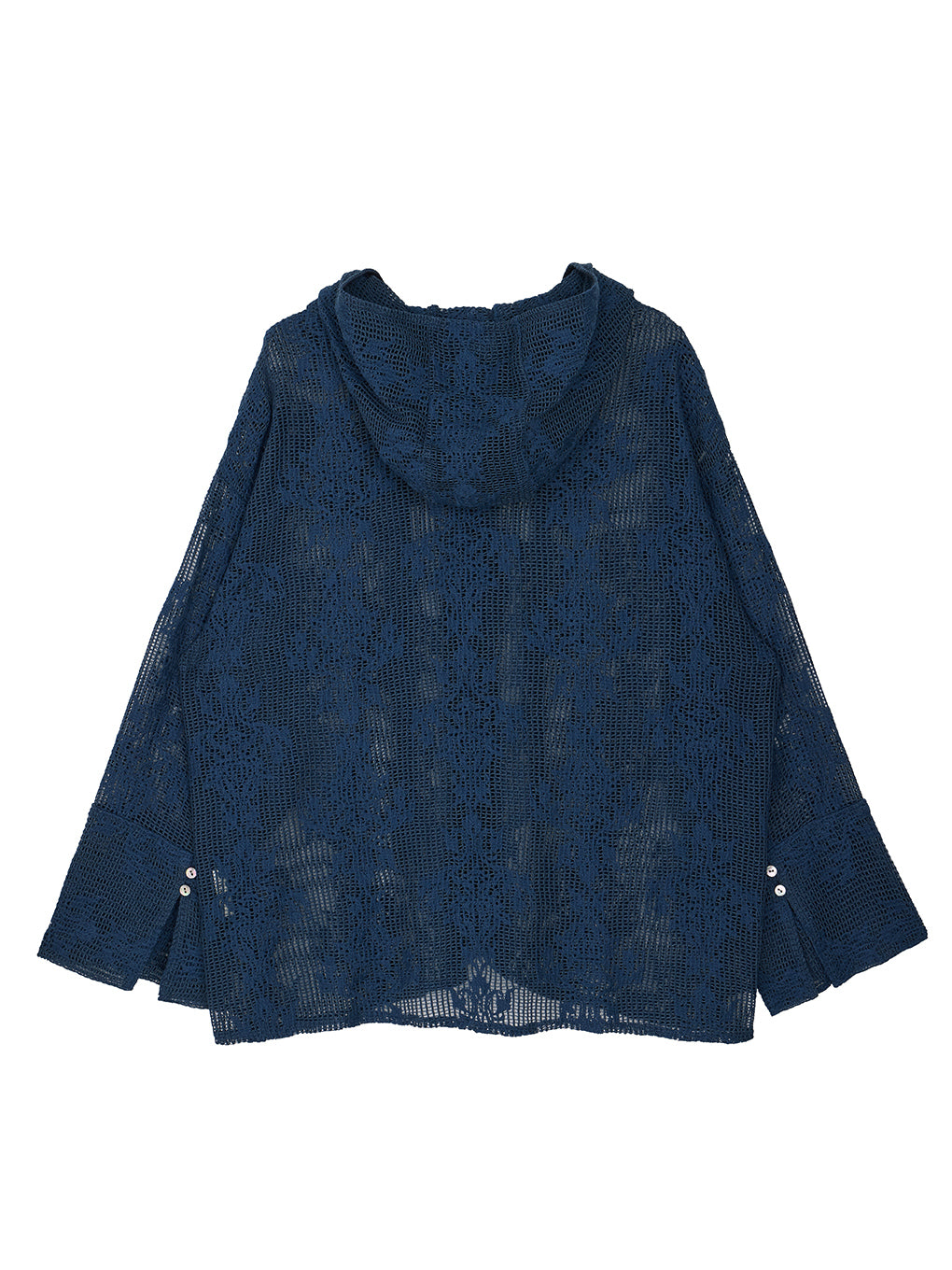 2WAY MESH DAMASK EMBROIDERY HOOD BLOUSE