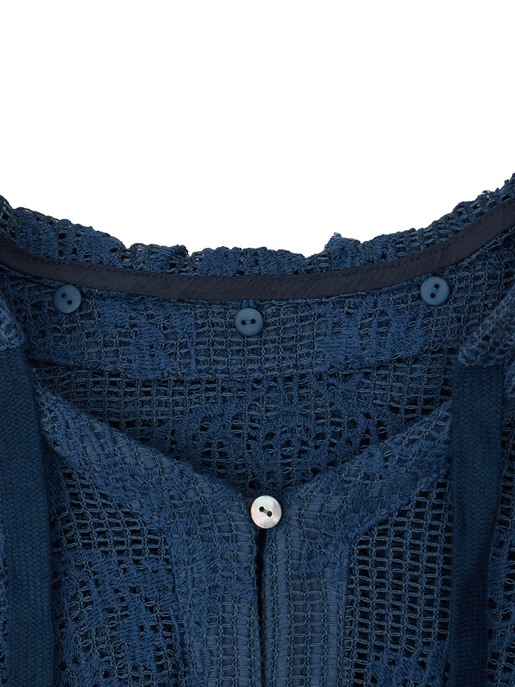 2WAY MESH DAMASK EMBROIDERY HOOD BLOUSE