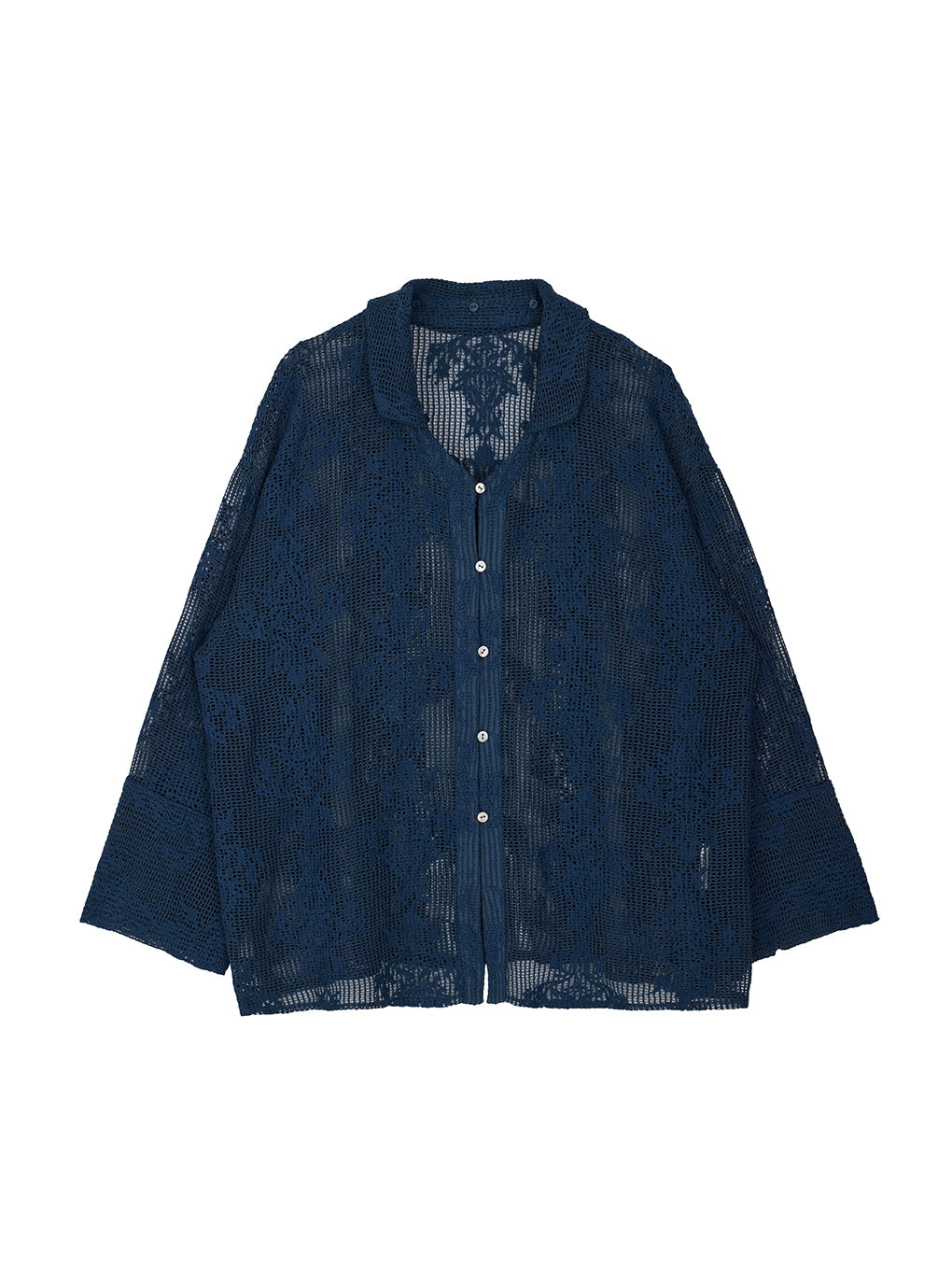 2WAY MESH DAMASK EMBROIDERY HOOD BLOUSE