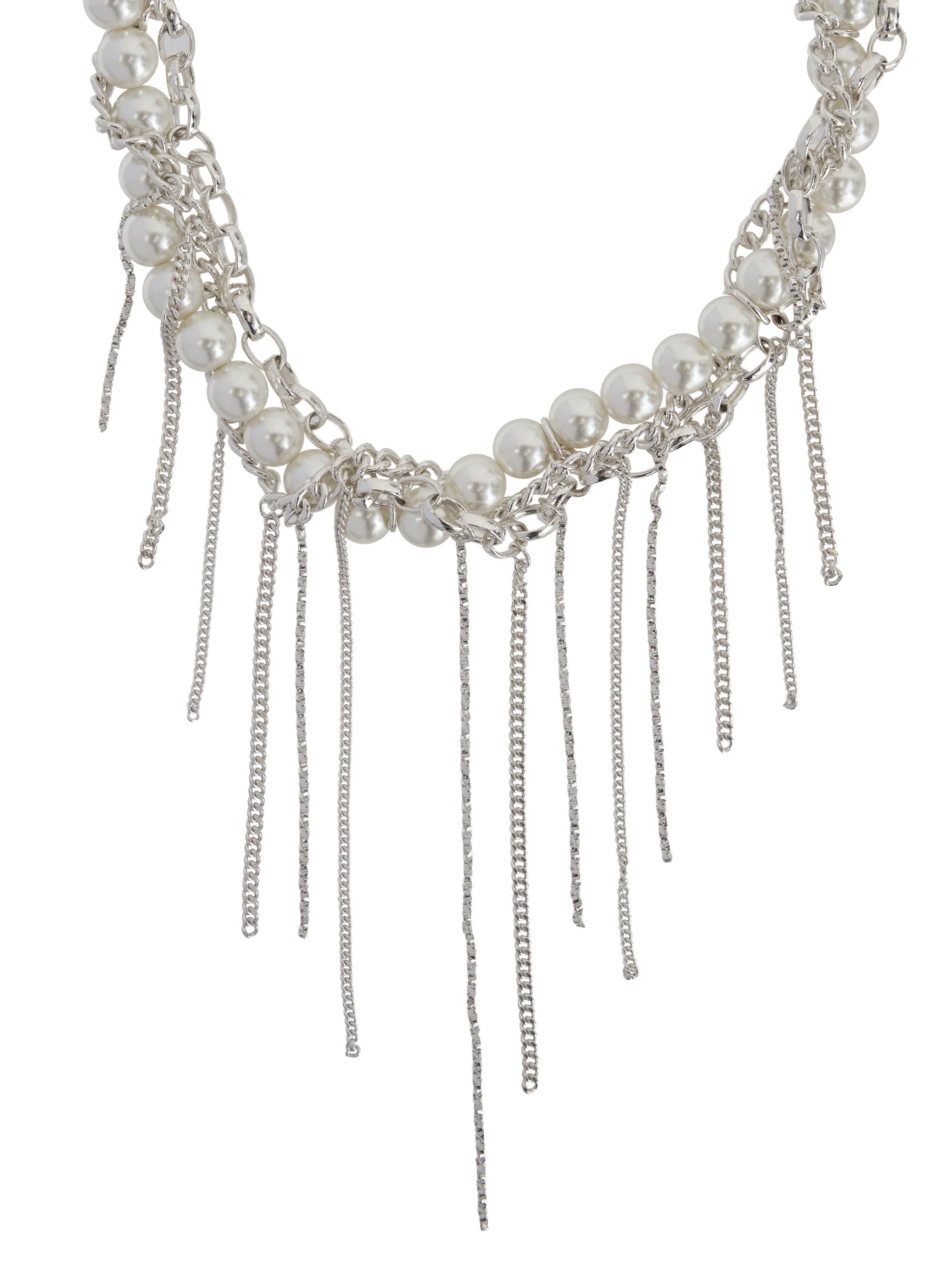 NICKEL FREE CHAIN PEARL VOLUME NECKLACE