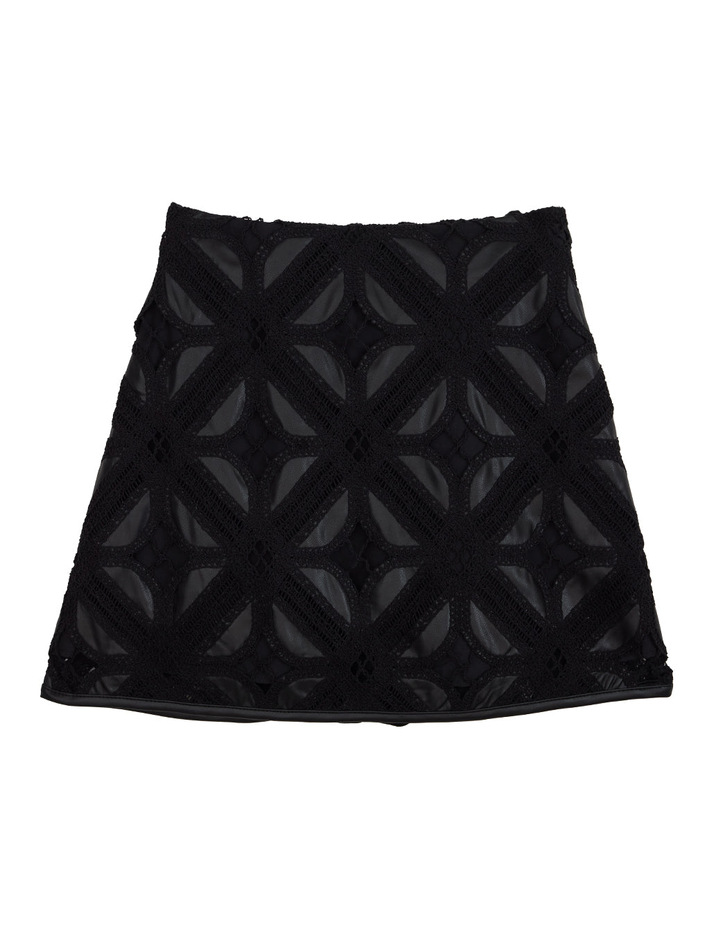 FAKE LEATHER CUT WORK SKIRT