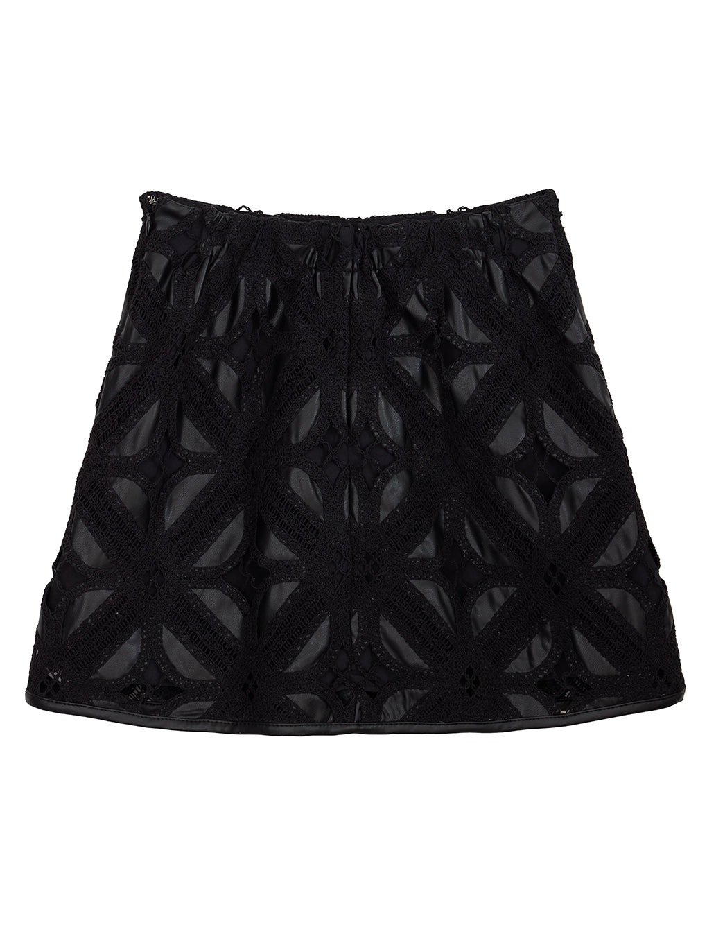 FAKE LEATHER CUT WORK SKIRT