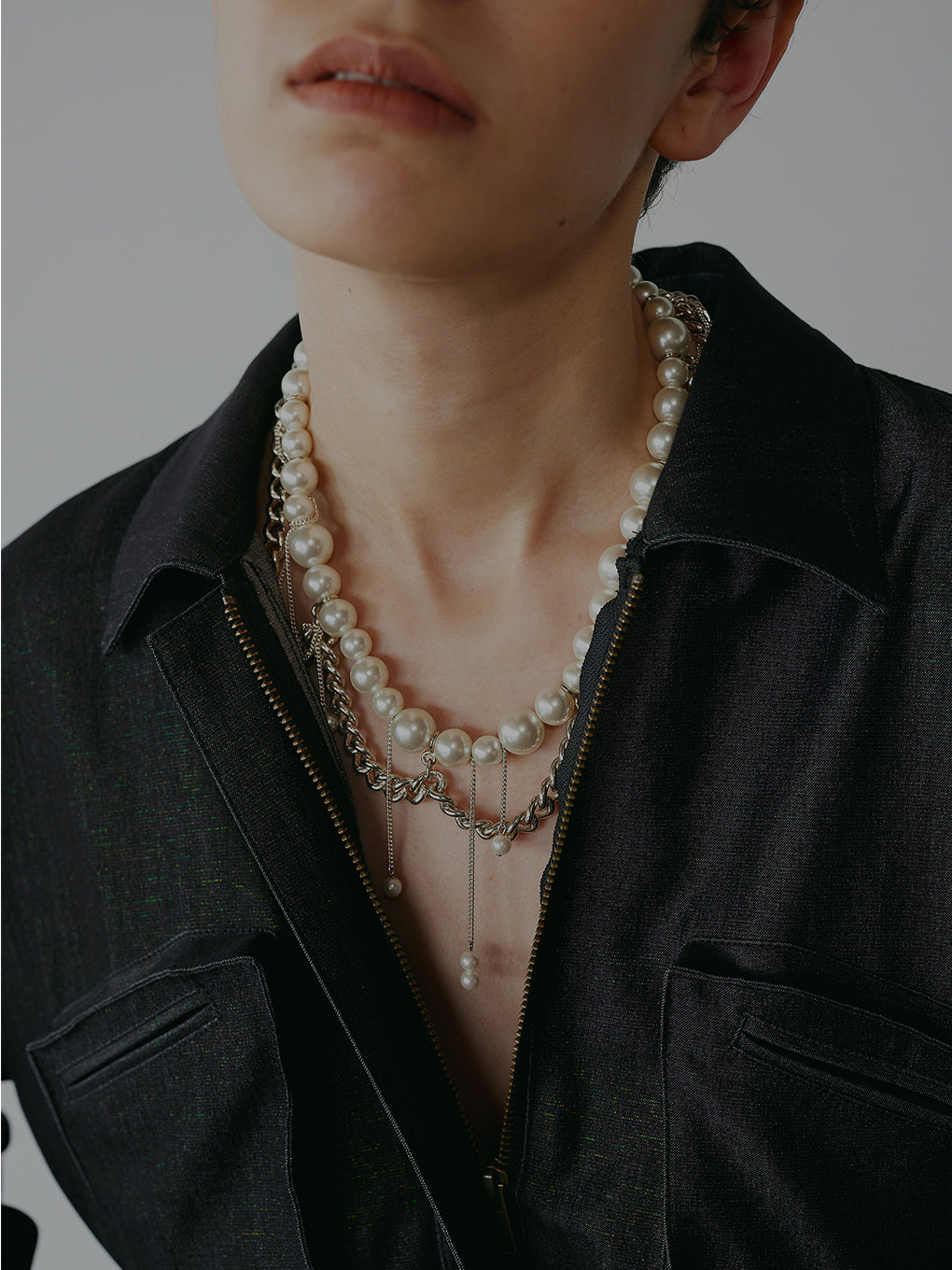 NICKEL FREE DROP PEARL CHAIN NECKLACE