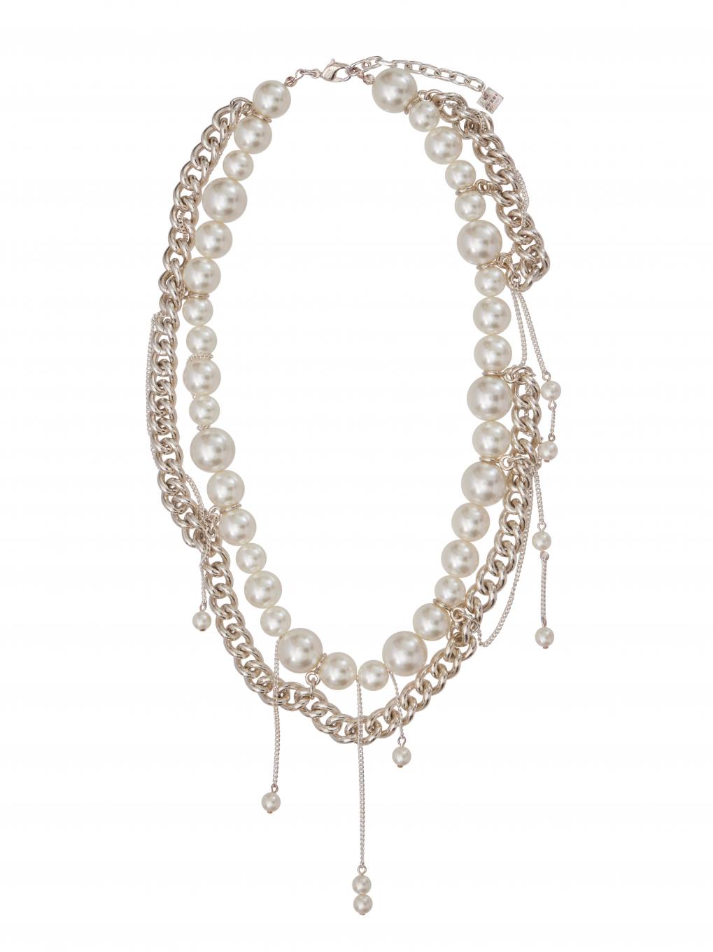 NICKEL FREE DROP PEARL CHAIN NECKLACE