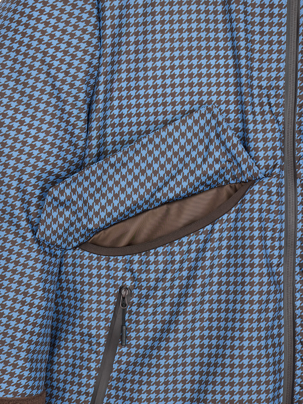 NANGA × Ameri POCKET HOUNDSTOOTH DOWN COAT