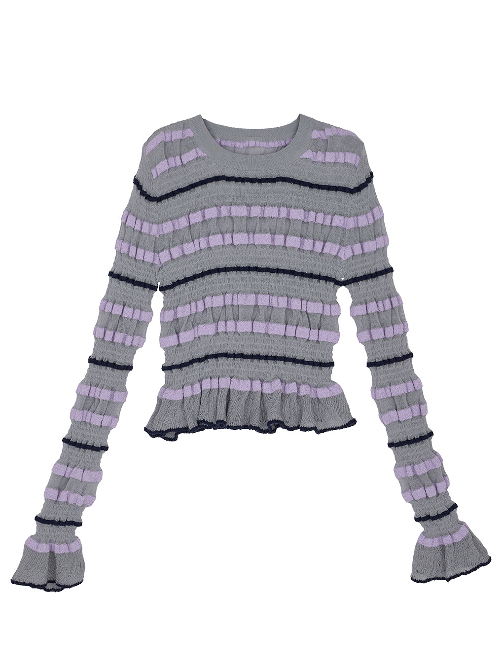 BUMPY MULTI BORDER KNIT TOP