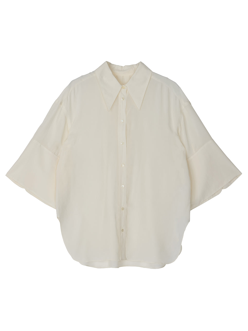 WIDE CUFFS SLEEVE CUPRO BLOUSE