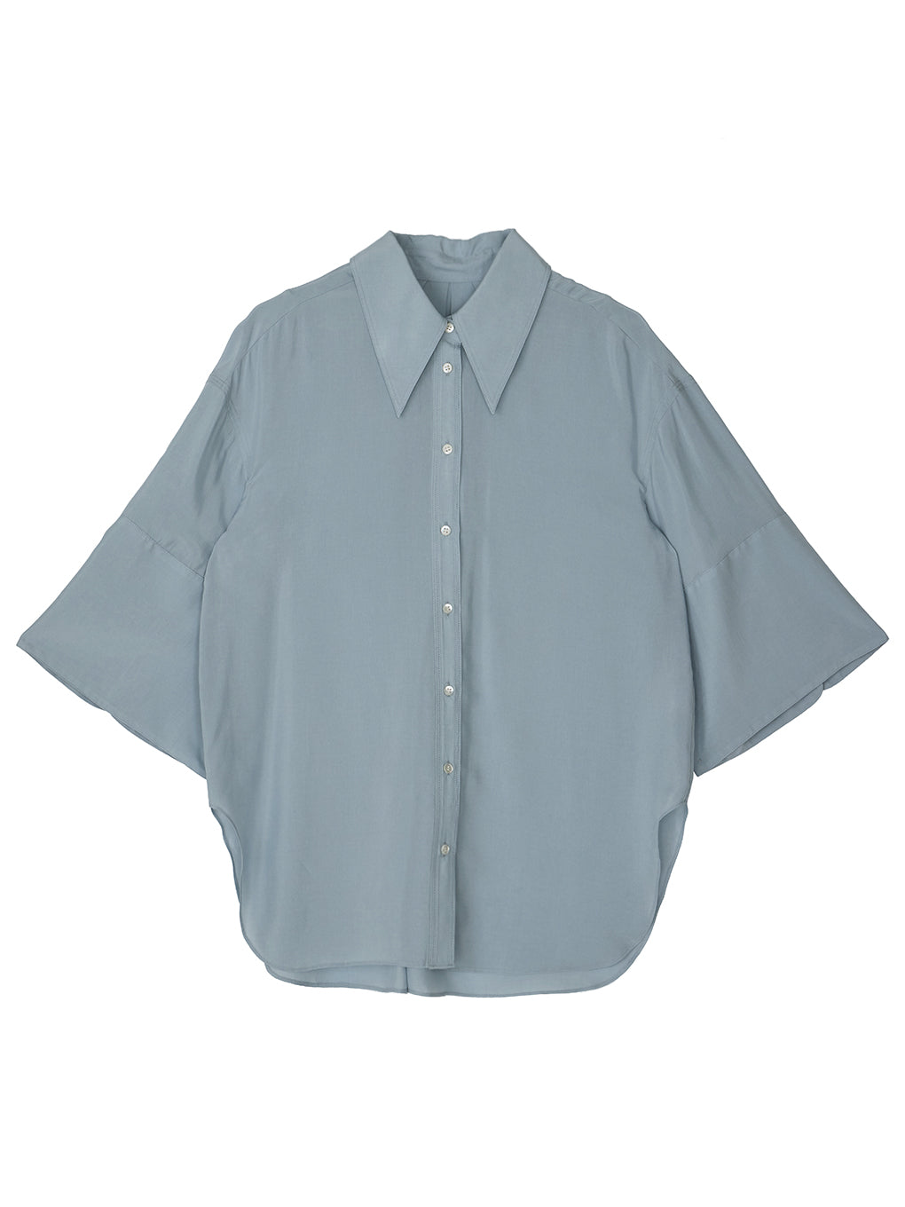 WIDE CUFFS SLEEVE CUPRO BLOUSE