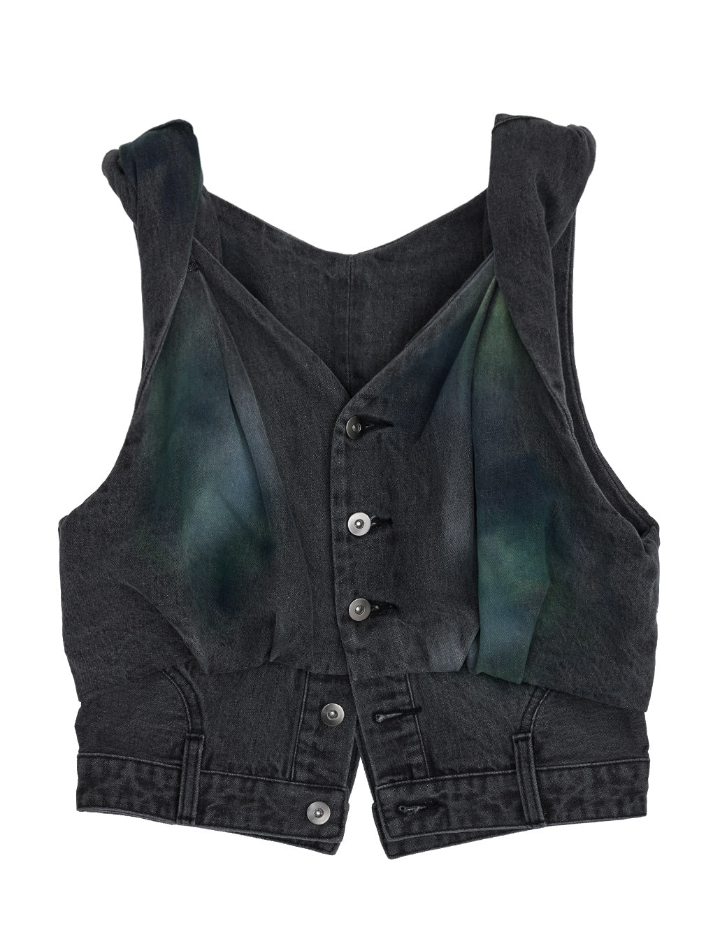TWIST SHOULDER PAINT DENIM TOP