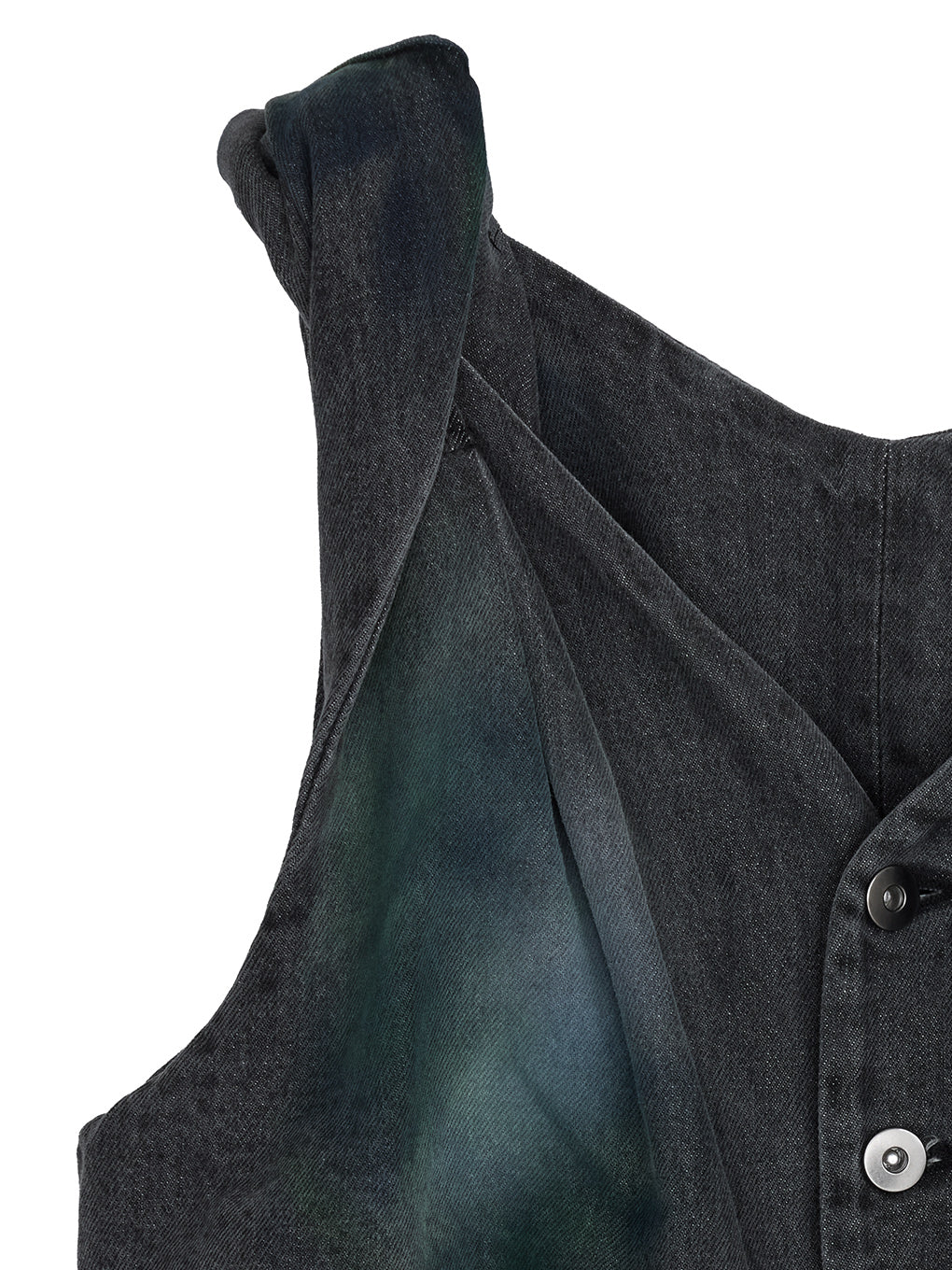 TWIST SHOULDER PAINT DENIM TOP