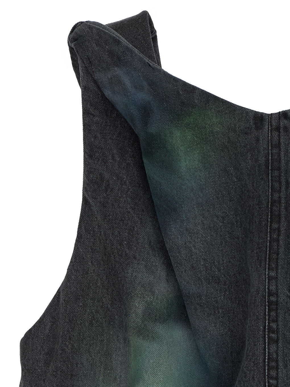 TWIST SHOULDER PAINT DENIM TOP