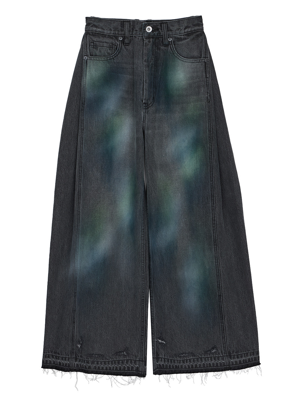 WIDE SIDE TUCK PAINT DENIM PANTS