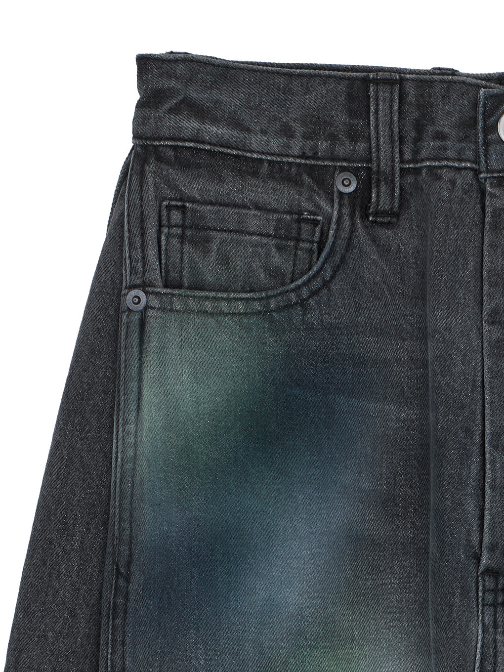 WIDE SIDE TUCK PAINT DENIM PANTS