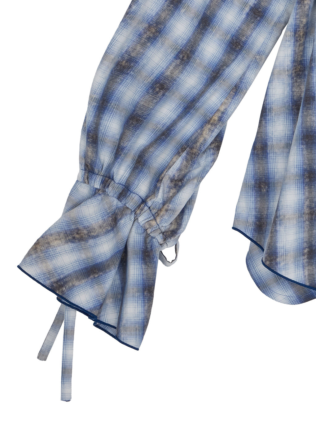 UNEVEN CHECK RIBBON SHIRT