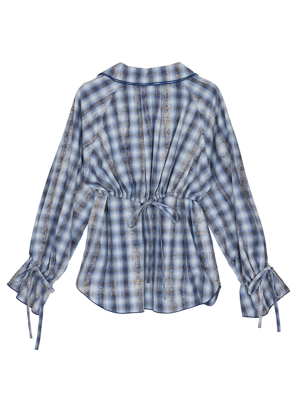 UNEVEN CHECK RIBBON SHIRT