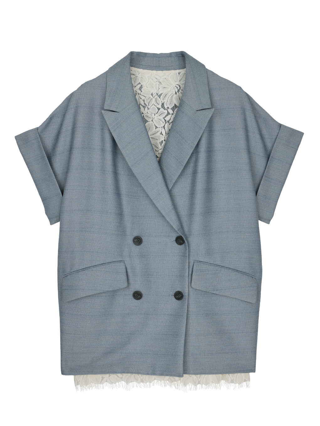 ジャケット・アウター Ameri MELANGE LACE VEST LAYERED JACKET S MELANGE LACE VEST LAYERED JACKET