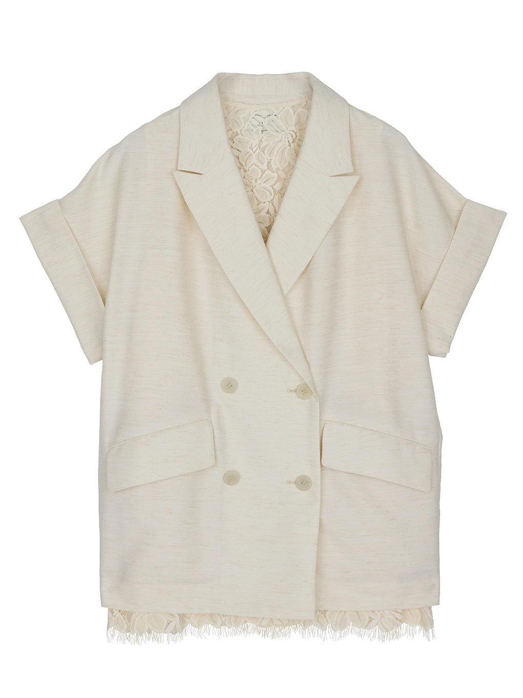 MELANGE LACE VEST LAYERED JACKET ブルー　S MELANGE LACE VEST LAYERED JACKET ブルー S - メルカリ