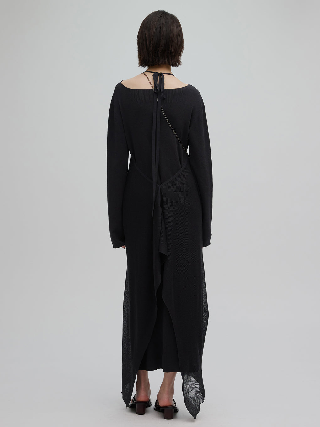 HALTER NECK LAYERED KNIT DRESS