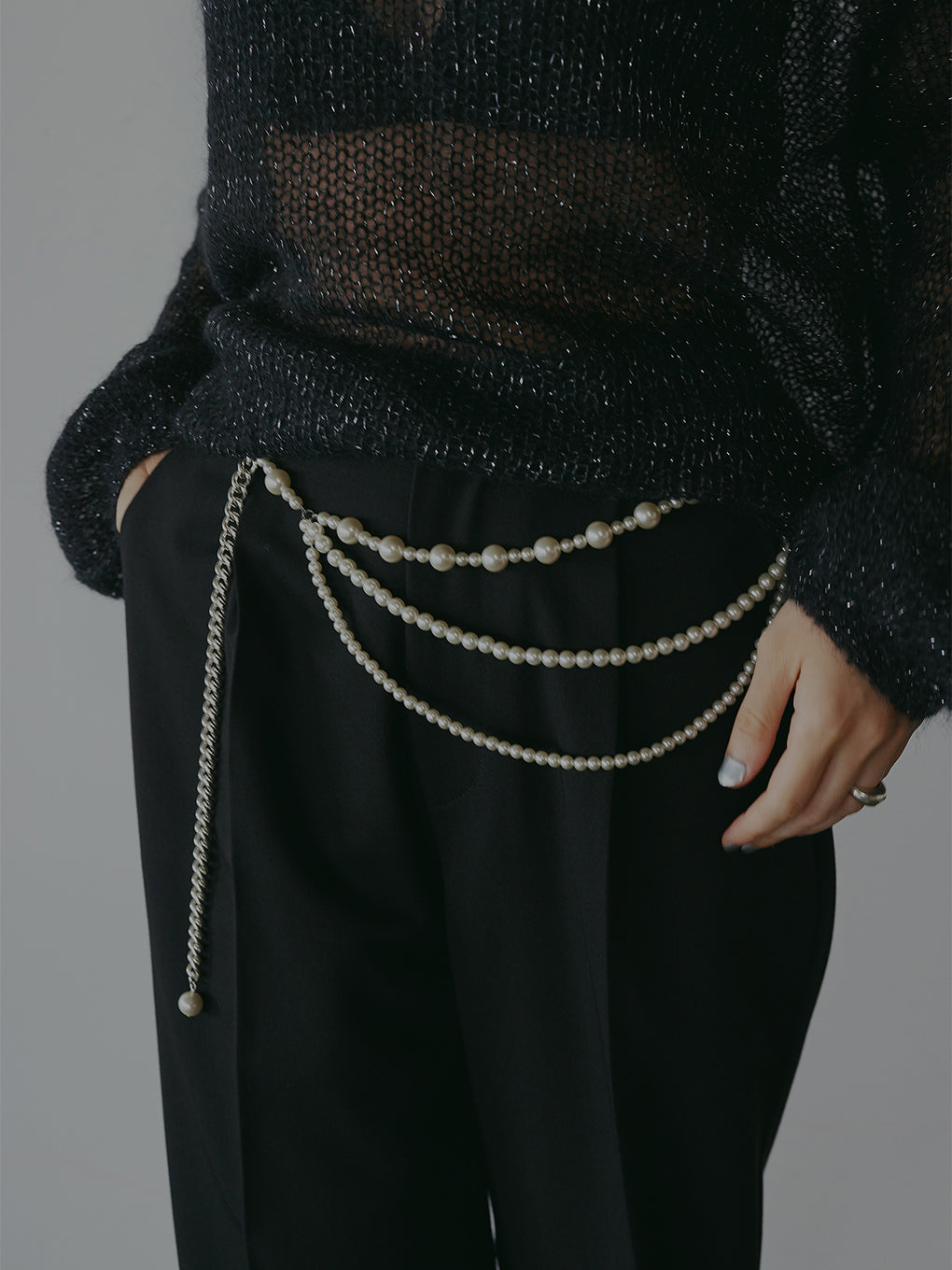 NICKEL FREE DROP PEARL CHAIN BELT