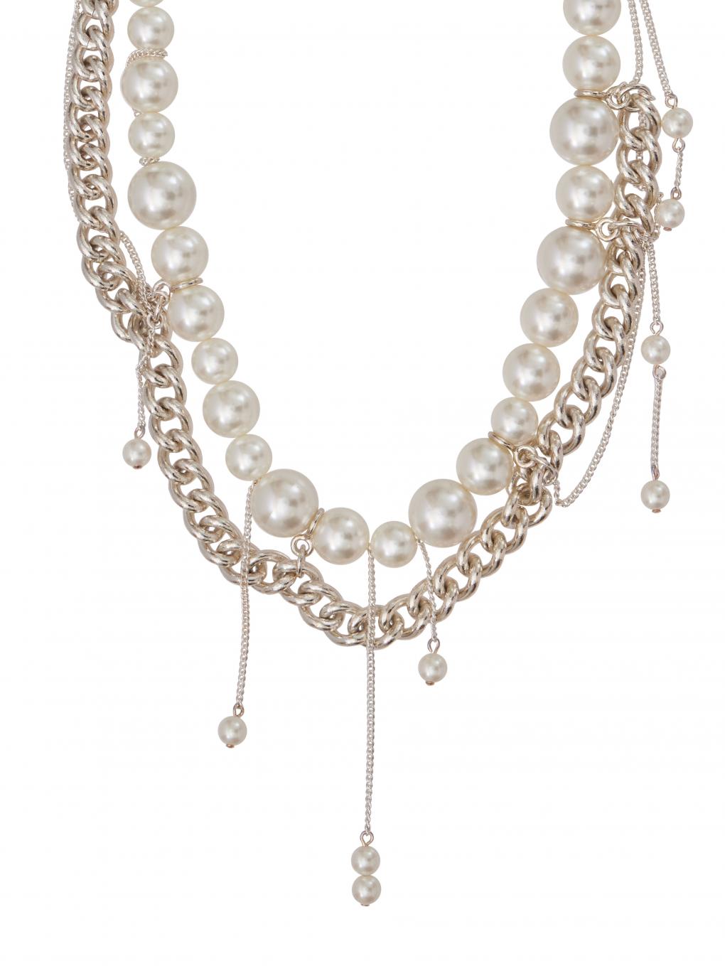 NICKEL FREE DROP PEARL CHAIN NECKLACE