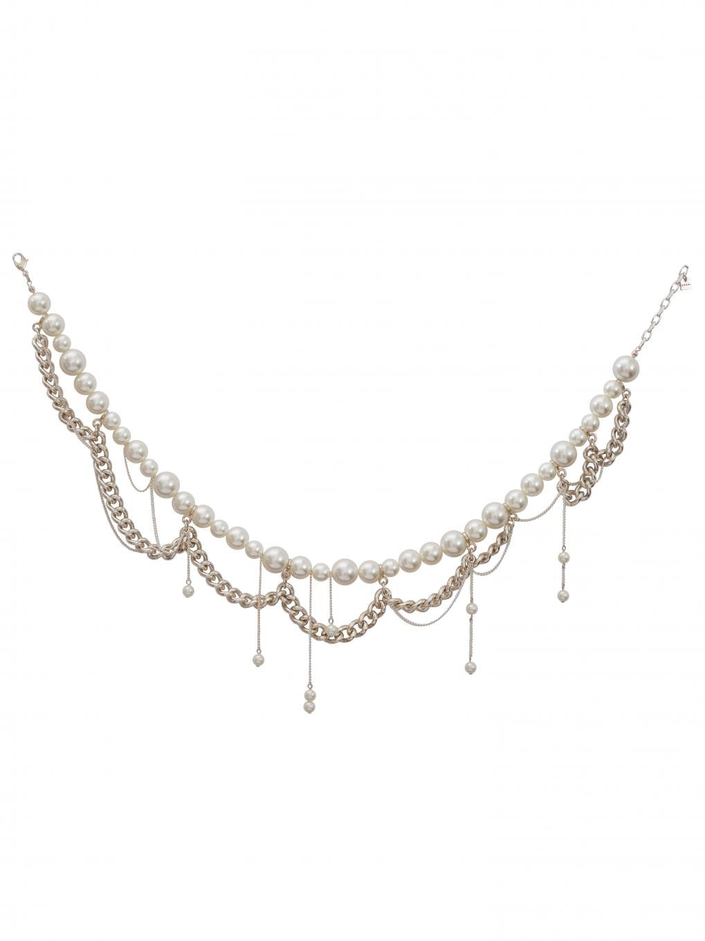 NICKEL FREE DROP PEARL CHAIN NECKLACE