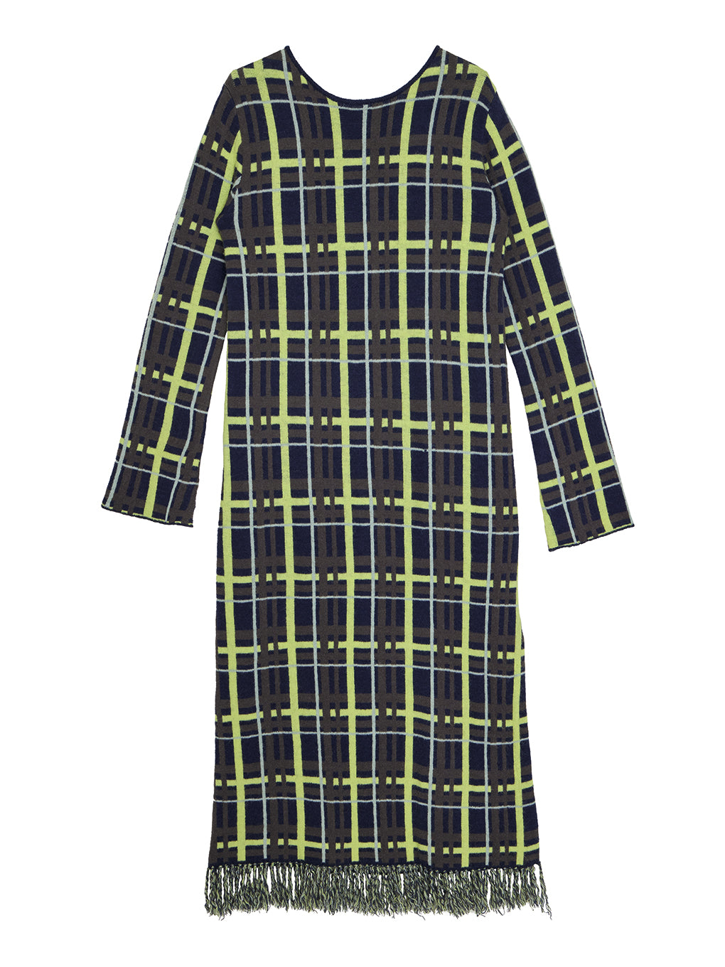 2WAY HANDWRITING CHECK KNIT DRESS