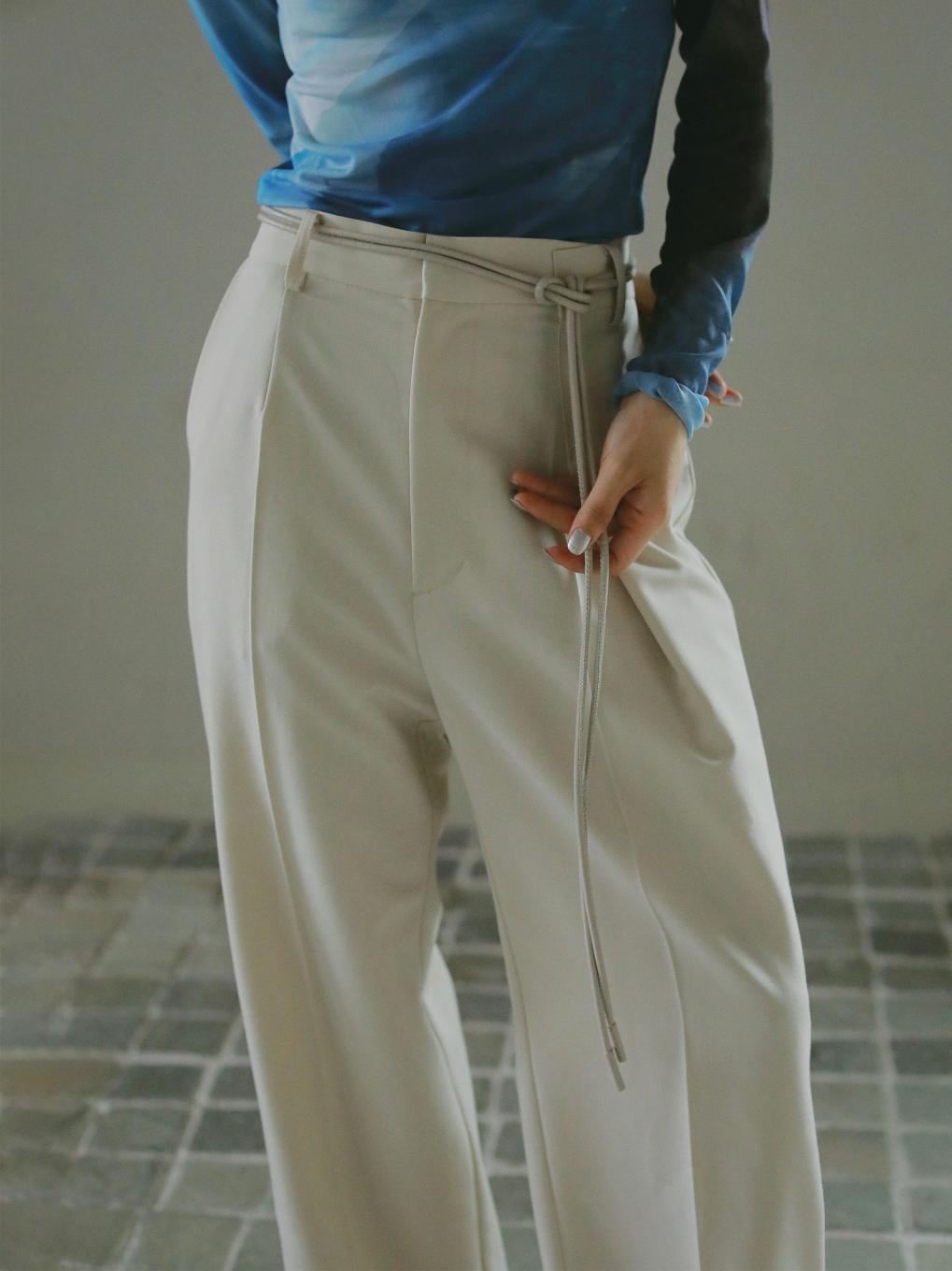 FOLD CORD BELT STRAIGHT PANTS