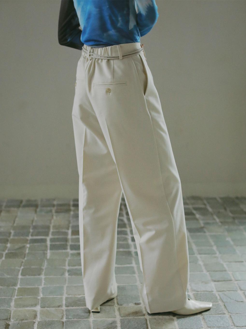 FOLD CORD BELT STRAIGHT PANTS