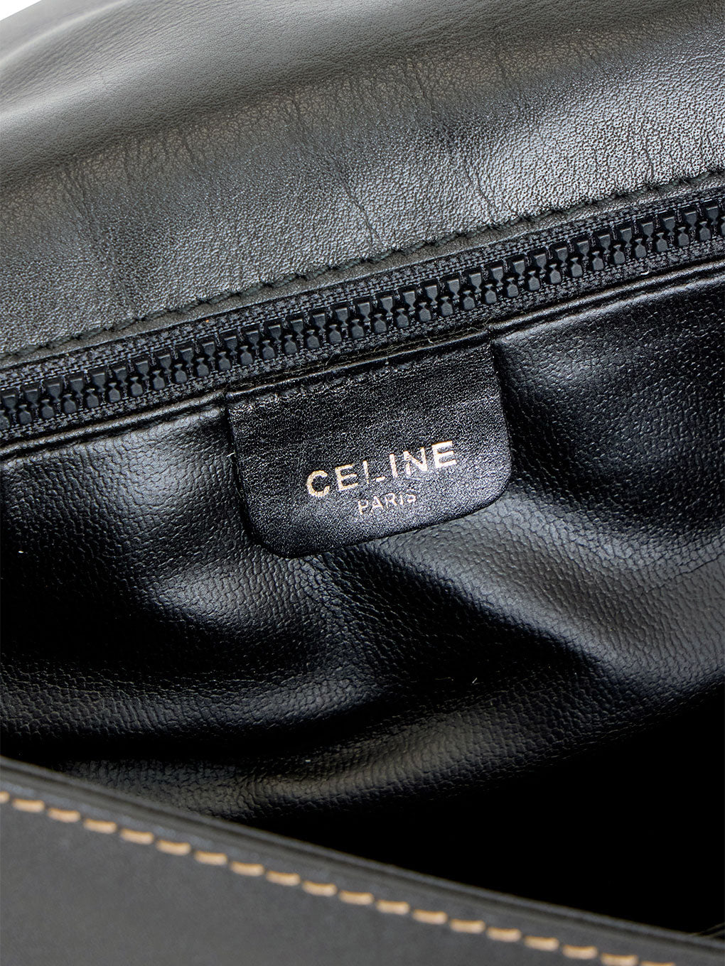 CELINE ブラゾン刻印バイカラーレザーショルダーバッグ