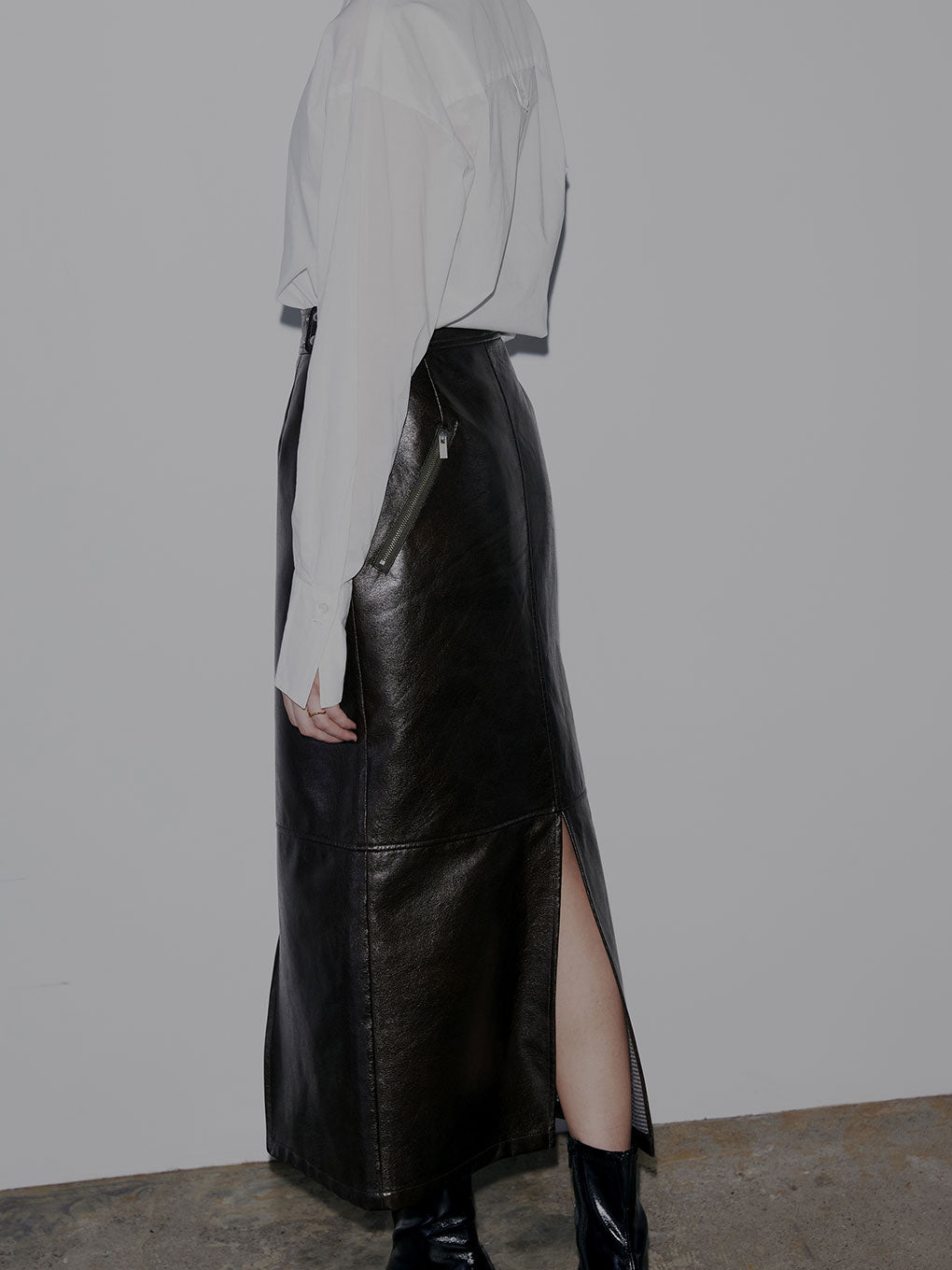 2WAY CRASH FAKE LEATHER SKIRT