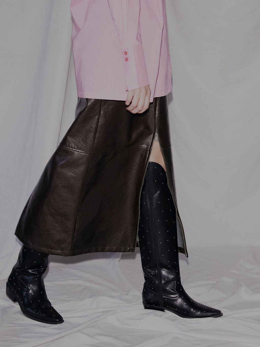 2WAY CRASH FAKE LEATHER SKIRT